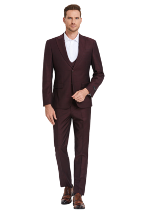 Tazzio Windowpane Suit - 3 Piece - Wine