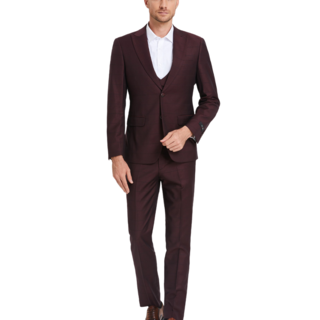 Tazzio Windowpane Suit - 3 Piece - Wine
