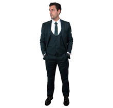 Tazzio 3Pc Ultra Slim Suit - Peak Lapel - Hunter Green