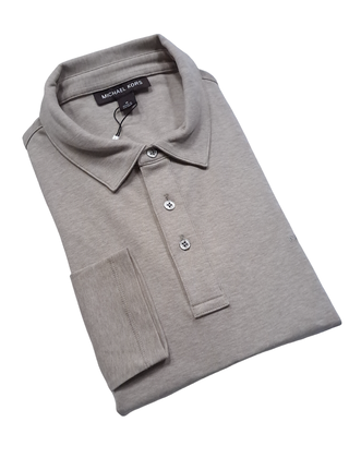 Michael Kors Sleek Polo- Long Sleeve - Oatmeal Heat