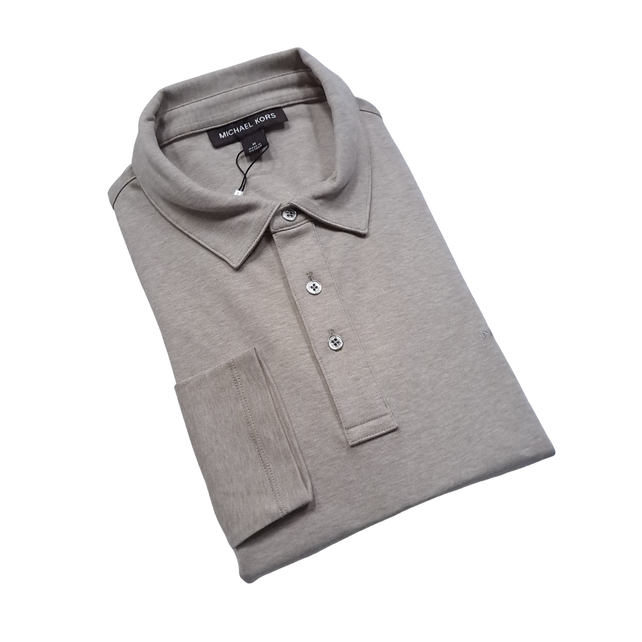 Michael Kors Sleek Polo- Long Sleeve - Oatmeal Heat