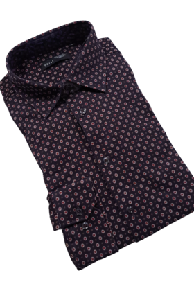 Horst Circle Pattern Sport Shirt - Burgundy