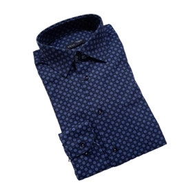 Horst Circle Pattern Soft Dress Shirt - Navy