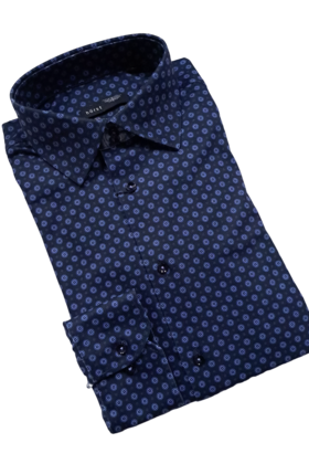 Horst Circle Pattern Soft Dress Shirt - Navy