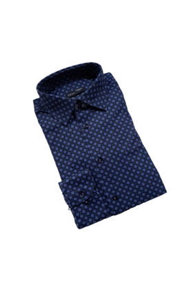 Horst Circle Pattern Soft Dress Shirt - Navy