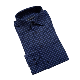 Horst Circle Pattern Soft Dress Shirt - Navy