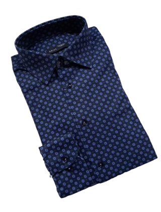 Horst Circle Pattern Soft Dress Shirt - Navy