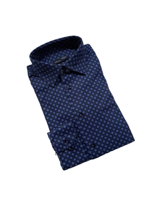 Horst Circle Pattern Soft Dress Shirt - Navy