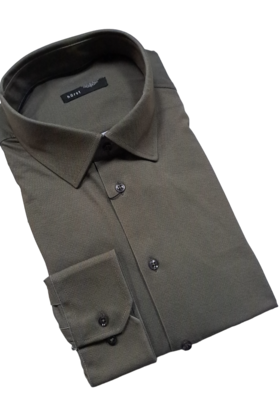 Horst Microdot Pattern Soft Dress Shirt - Khaki Green