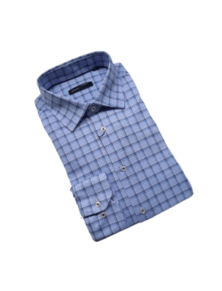 Horst Check Pattern Soft Dress Shirt - Blue