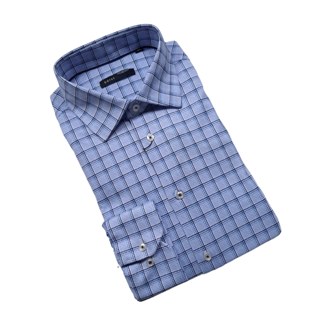 Horst Check Pattern Soft Dress Shirt - Blue