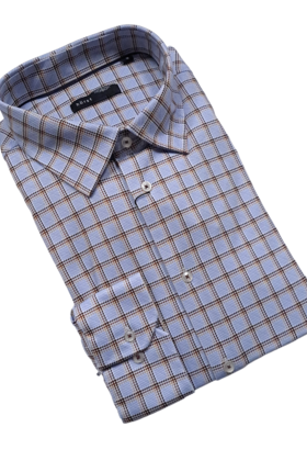 Horst Check Pattern Soft Dress Shirt - Brown
