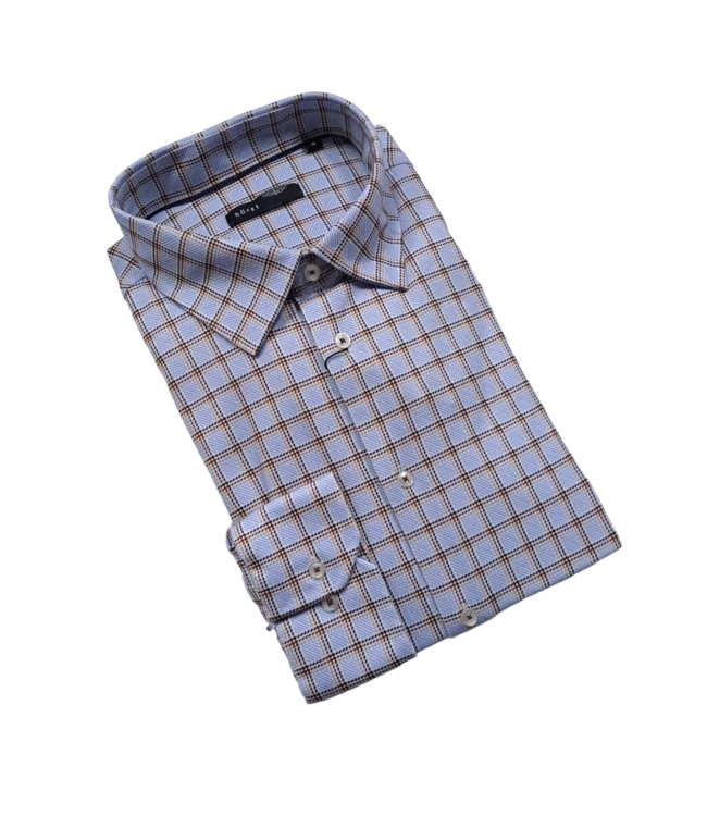 Horst Check Pattern Soft Dress Shirt Brown Collins Clothiers Online