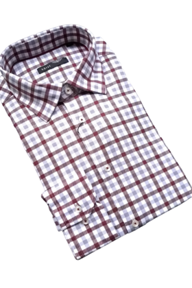 Horst Plaid Soft Dress Shirt - Burgundy