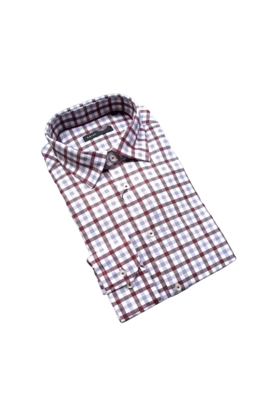 Horst Plaid Soft Dress Shirt - Burgundy