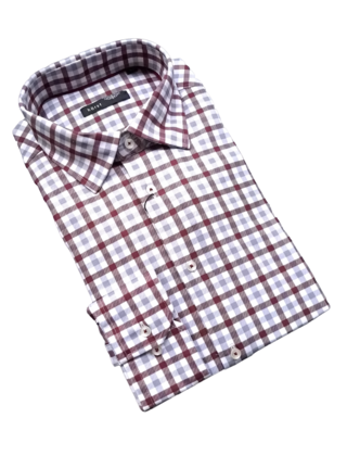 Horst Plaid Soft Dress Shirt - Burgundy