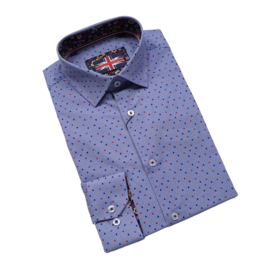 Soul of London Dots Pattern Stretch Dress Shirt - Blue