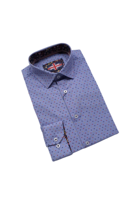 Soul of London Dots Pattern Stretch Dress Shirt - Blue