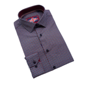 Soul Of London Cotton Stretch  Pattern Sport Shirt - Navy Soul Of London Cotton Stretch  Pattern Sport Shirt - Navy