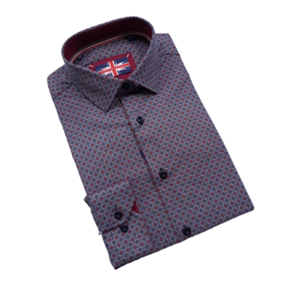 Soul Of London Cotton Stretch  Pattern Sport Shirt - Navy