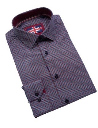 Soul Of London Cotton Stretch  Pattern Sport Shirt - Navy
