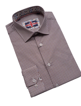 MULTI SOUL OF LONDON BIRDSEYE PATTERN STRETCH DRESS SHIRT