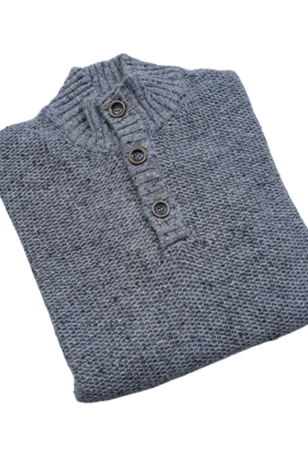 Modango Mock Button Sweater  - Grey