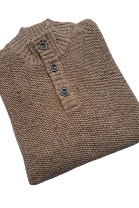 Modango Mock Button Sweater - Beige