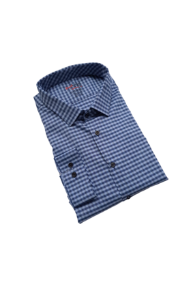 BLUE LEO CHEVALIER RED LABEL PLAID DRESS SHIRT