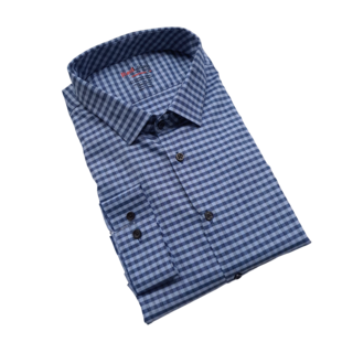 BLUE LEO CHEVALIER RED LABEL PLAID DRESS SHIRT