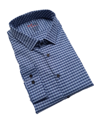 BLUE LEO CHEVALIER RED LABEL PLAID DRESS SHIRT