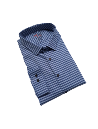 BLUE LEO CHEVALIER RED LABEL PLAID DRESS SHIRT