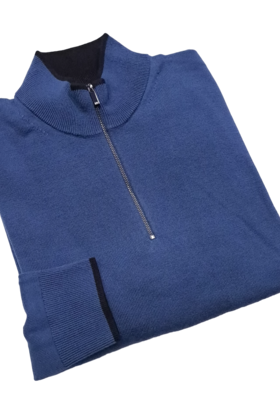 Michael Kors Merino Wool Core Quarter-Zip Sweater - Danish Blue