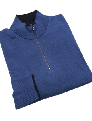 Michael Kors Merino Wool Core Quarter-Zip Sweater - Danish Blue