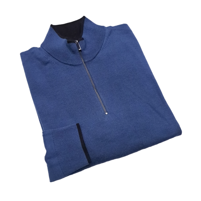 Michael Kors Merino Wool Core Quarter-Zip Sweater - Danish Blue