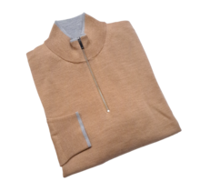 Michael Kors Merino Wool Core Quarter-Zip Sweater - Khaki Melange