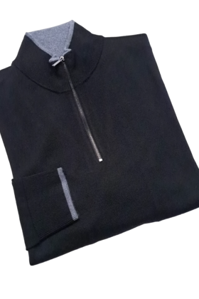 Michael Kors Merino Wool Core Quarter-Zip Sweater - Black