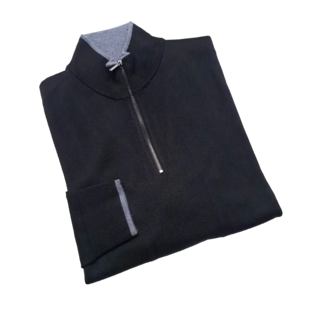 Michael Kors Merino Wool Core Quarter-Zip Sweater - Black