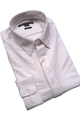 Michael Kors Cotton Blend Dress Shirt - Micro Dot - White