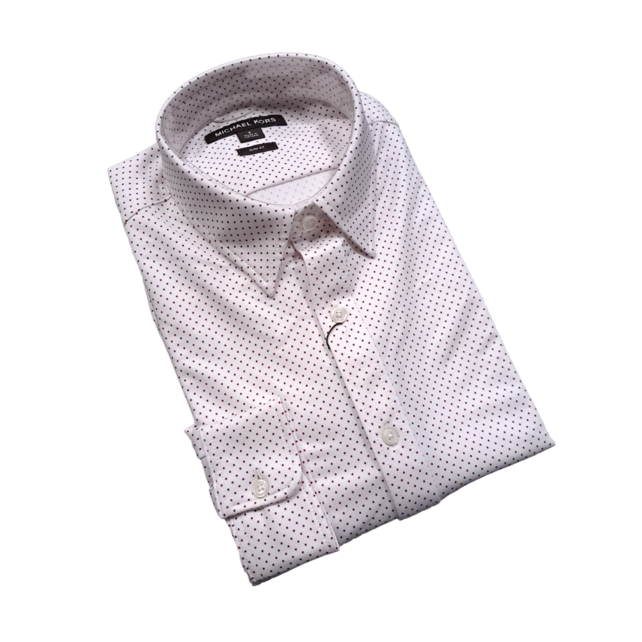 Michael Kors Cotton Blend Dress Shirt - Micro Dot - White