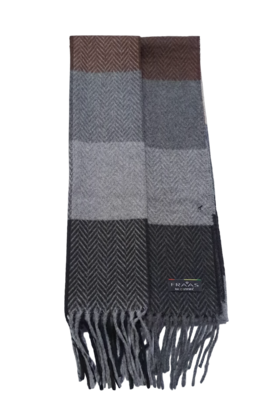 FRAAS CHEVRON CASHMINK SCARF BROWN