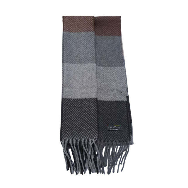 FRAAS CHEVRON CASHMINK SCARF BROWN
