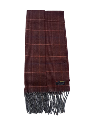 FRAAS PLAID CASHMINK SCARF DARK RED