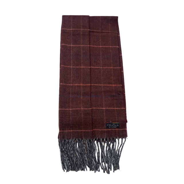 FRAAS PLAID CASHMINK SCARF DARK RED