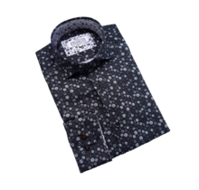 7 Downie St. Patterned Dress Shirt - Black - FW 38 LS