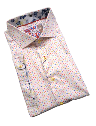 7 DOWNIE ST. FRENCH MACARON SHORT SLEEVE DRESS SHIRT 7-2XL CREAM