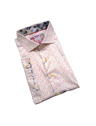 7 DOWNIE ST. FRENCH MACARON SHORT SLEEVE DRESS SHIRT 7-2XL CREAM