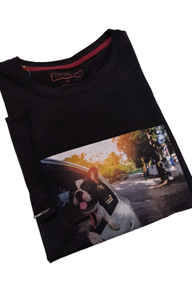 7 Downie St. Puppy Crewneck T-Shirt - Black