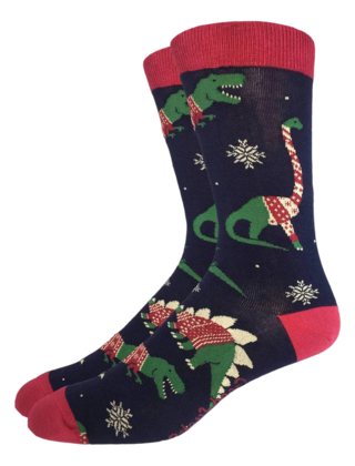 Good Luck Socks - King Size (13-17) - Christmas Sweater Dinosaur Socks