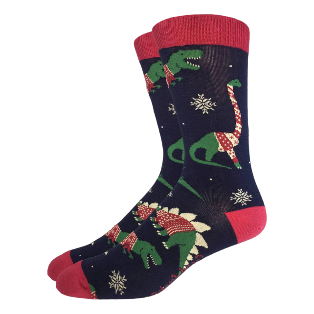 Good Luck Socks - King Size (13-17) - Christmas Sweater Dinosaur Socks